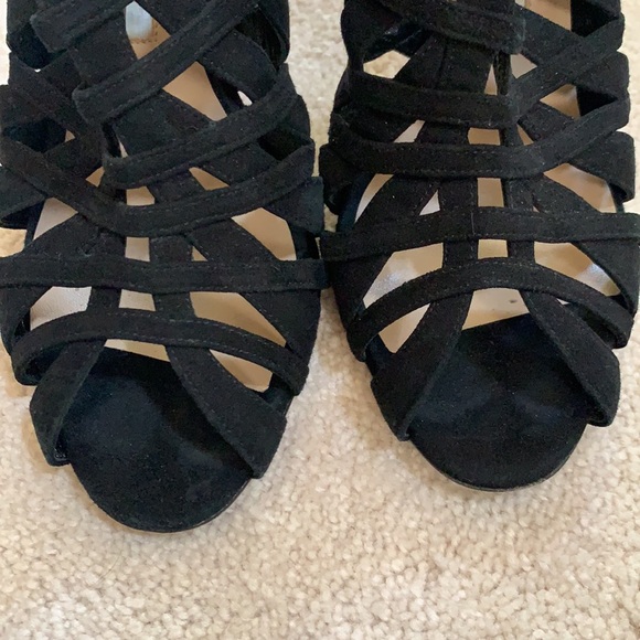 Manolo Blahnik black suede multi strap sandals high heels VGUC 4” size 37 US 7 - Picture 12 of 14